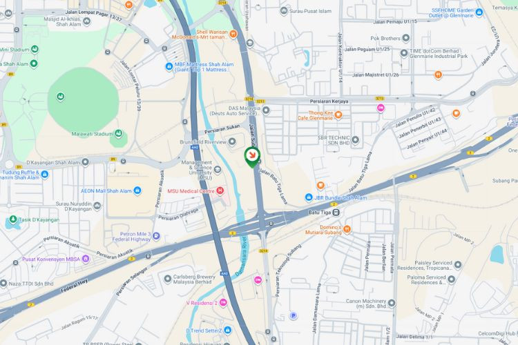 Map -  Free Standing Billboard at Jalan Subang / Jalan Batu Tiga Lama , HICOM Glenmarie, Shah Alam, Selangor