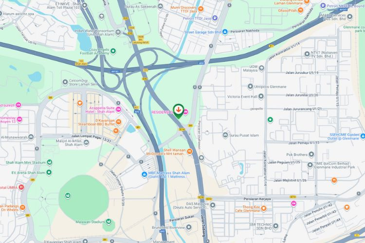 Map - Free Standing Billboard at Persiaran Subang / Jalan Monfort, Shah Alam, Selangor (towards Sultan Abdul Aziz Shah Airport)