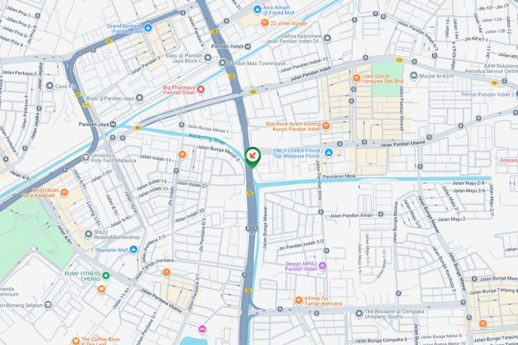 Map -  Free Standing Billboard at MRR2 Pandan Indah / Cheras, Ampang, Selangor (to Pandan Jaya / Pandan Indah)