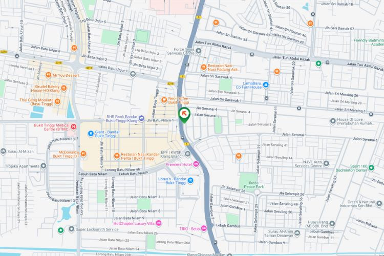 Map - Free Standing Billboard at Jalan Langat / Jalan Serunai and Lebuh Batu Nilam Interchange, Klang, Selangor (near new flyover)