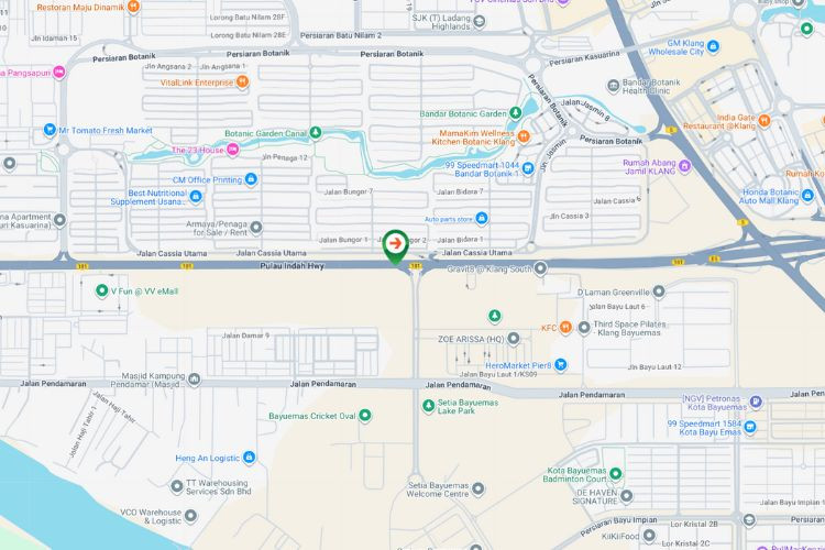 Map - Free Standing Billboard at KESAS Highway - Pulau Indah Highway, Port Klang, Selangor (after Shell Kota Bayuemas)