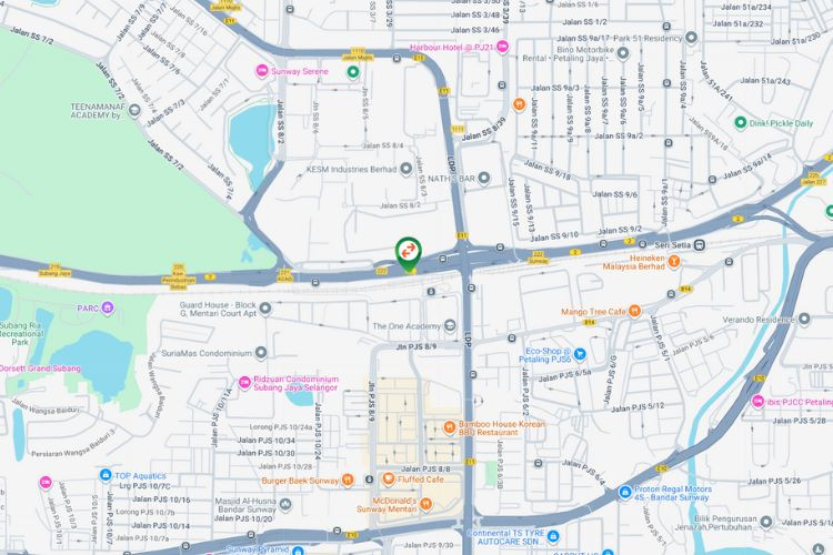 Map - Vertical Minipole Billboard at Federal Highway KM28, Petaling Jaya, Selangor (near KTM Seri Setia)