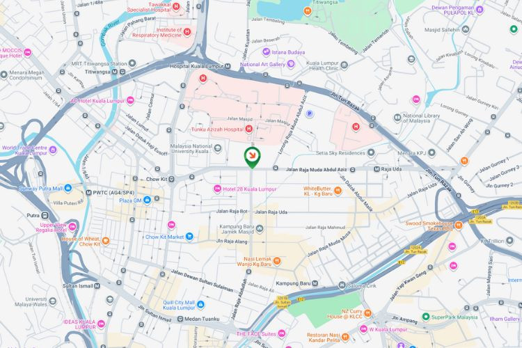 Map - Vertical Minipole Billboard at Jalan Raja Abdullah / Jalan Raja Muda Abdul Aziz, Kuala Lumpur (near Stadium Raja Muda Abdul Aziz)