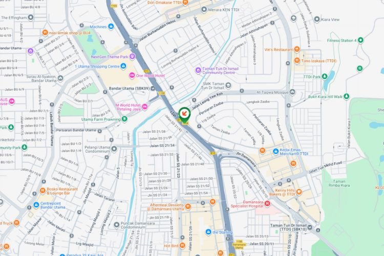 Map -  Vertical Minipole Billboard at Taman Tun Dr. Ismail, Kuala Lumpur (heading from Damansara to Kelana Jaya (LHS))