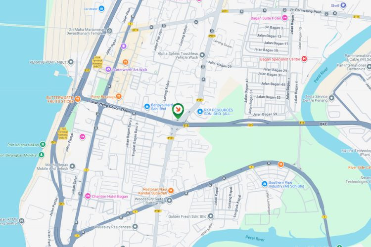 Map - Free Standing Billboard at Jalan Siram - Jalan Heng Choon Thian, Butterworth, Penang (at traffic light junction [A])