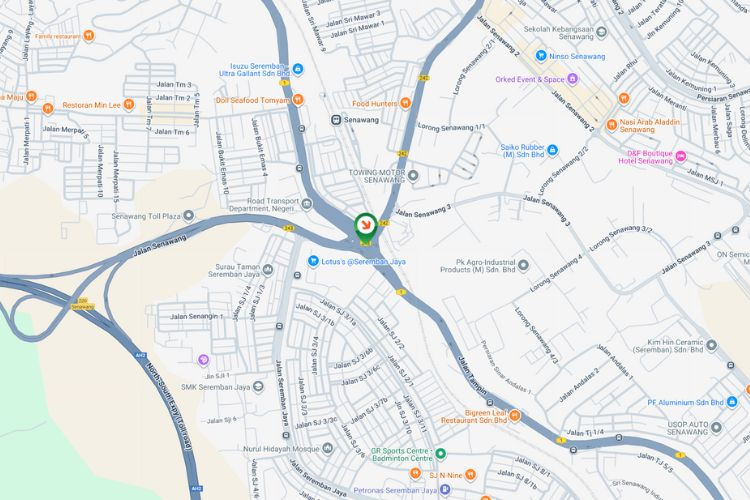 Map - Overhead Bridge Billboard at Jalan Rahang / Jalan Senawang, Seremban, Negeri Sembilan (Nearby Lotus's Seremban Jaya, towards Seremban town)