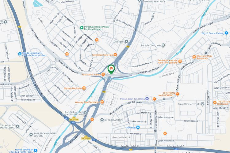 Map - Overhead Bridge Billboard at Jalan Rasah / Jalan Lingkaran Tengah, Seremban, Negeri Sembilan (to Port Dickson Tol Plaza)