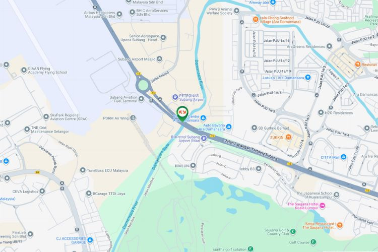 Map - Overhead Bridge Billboard at Jalan Lapangan Terbang Subang, Subang, Selangor