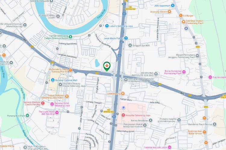 Map - Minipole Billboard at Butterworth - Kulim Expressway, Seberang Jaya, Penang