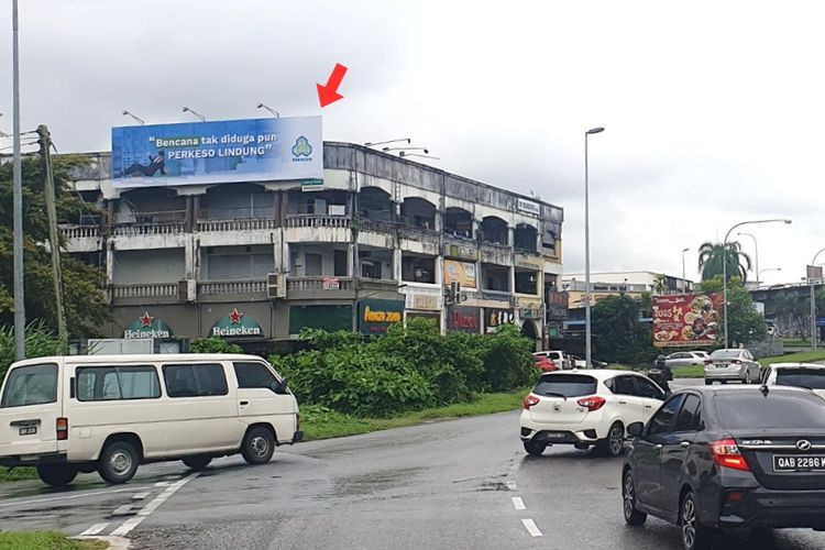 1 Panel Horizontal Wall-Banner Billboard at Golden Arch Roundabout, Kuching, Sarawak (attached to building wall of Golden Arch)