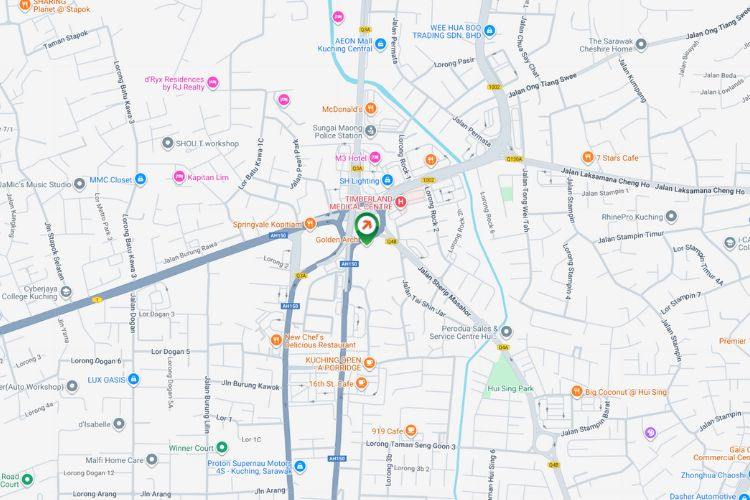 Map - orizontal Wall-Banner Billboard at Golden Arch Roundabout, Kuching, Sarawak (attached to building wall of Golden Arch)