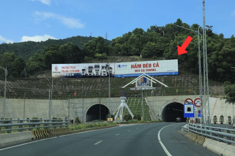 1 Sided Horizontal Iron Frame Panel Billboard at Entrance of Deo Ca tunnel, Daklak
