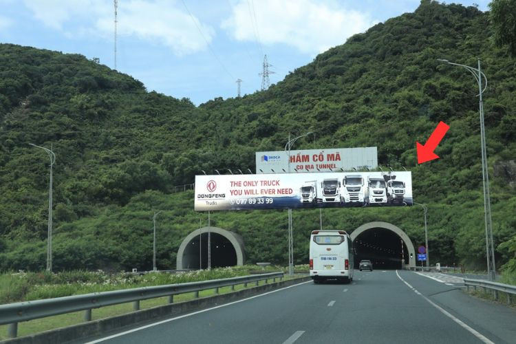 Horizontal Iron Frame Panel Billboard at Entrance of Co Ma tunnel, Daklak