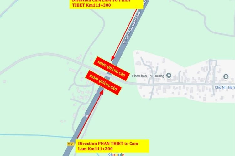 Map - Horizontal Iron Frame Panel Billboard at Km111+300 Overwheel, Khanh Hoa (Panel A)