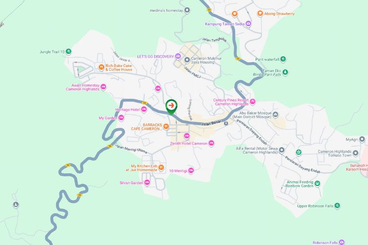 Map - Vertical Minipole Billboard at Tanah Rata, Cameron Highlands, Pahang