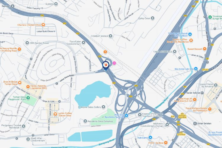 Map - Vertical Digital Screen Billboard at East West Link Highway, Kuala Lumpur (near Taman Desa)