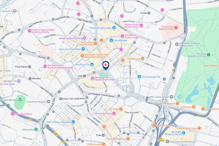 Map - Vertical Digital Screen Billboard at Jalan Sultan Ismail, KL City Center, Kuala Lumpur (near TRX & Park Royal Hotel)