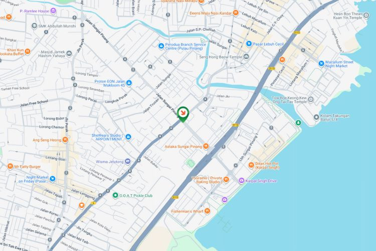 Map - Minipole Billboard at Jalan Sungai Pinang / Jalan Jelutong, George Town, Penang (to town [A])