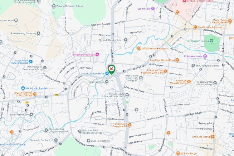 Map - Minipole Billboard at Jalan Air Itam, George Town, Penang (to Wisma Pandu Puteri)