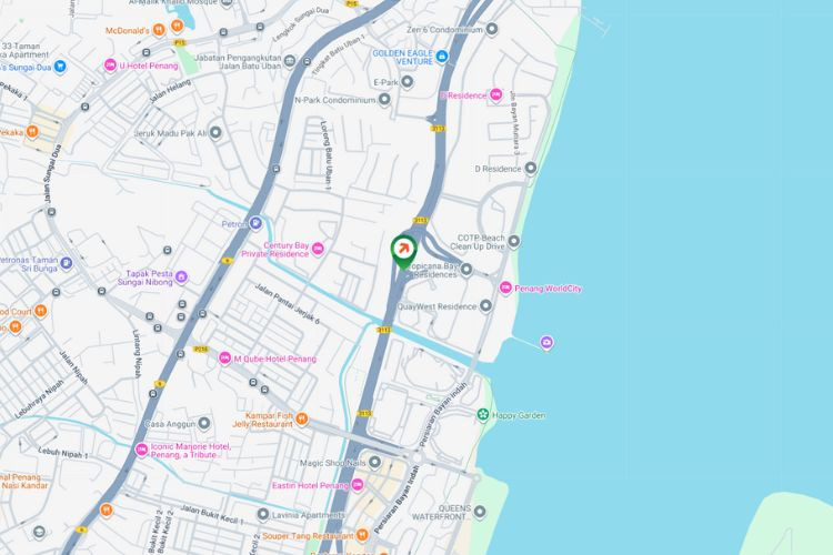 Map - Overhead Bridge Billboard at Jalan Pesisir Pantai, Lebuhraya Tun Dr. Lim Chong Eu, Bayan Lepas, Penang (to Bayan Lepas)