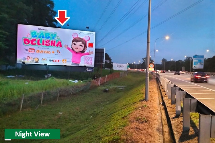 Night View - Horizontal Spectacular Billboard at NSE Highway KM 291.5, Kajang, Kuala Lumpur (Near Putra Mahkota Interchange)