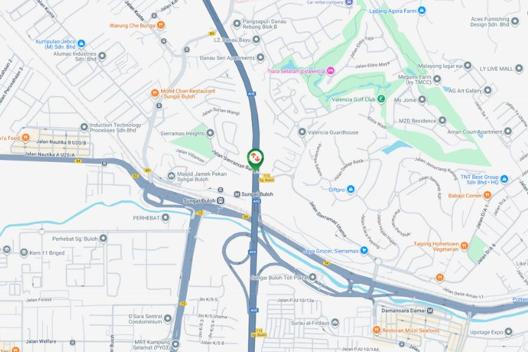 Map - Overhead Bridge Billboard at NSE Highway KM456, Sierramas Interchange, Sungai Buloh, Selangor