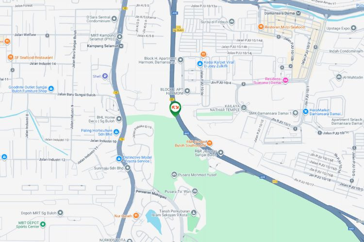 Map - Vertical Minipole Billboard at NSE KM457.80, Sungai Buloh, Selangor (after Sungai Buloh KFC Overhead Restaurant)