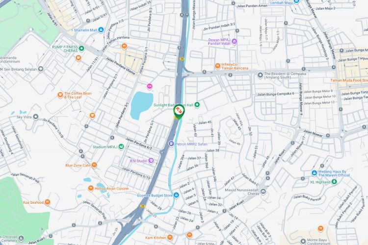 Map - Vertical Unipole Billboard at MRR2 KM31.7, Ampang Jaya, Selangor (near Petron MRR2 Safari)