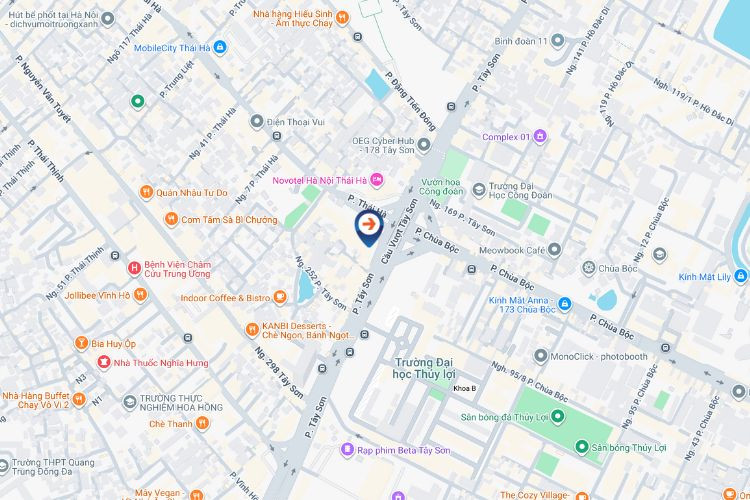 Map - Horizontal Digital Screen Billboard at Thai Ha - Chua Boc Intersection, Ha Noi City (Thai Binh Building)