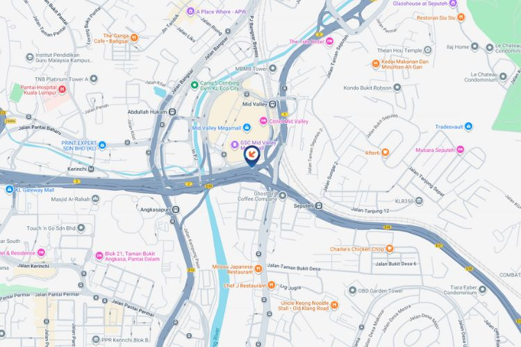 Map - Vertical Digital Screen Billboard at Federal Highway / Jalan Syed Putra, Kuala Lumpur (exit to Mid Valley / East West Link)