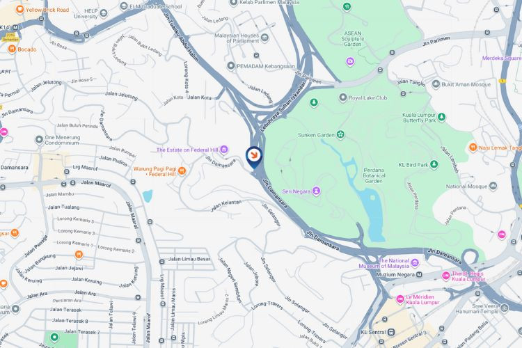 Map - Vertical Digital Screen Billboard at Jalan Damansara, Kuala Lumpur (heading to Kuala Lumpur)