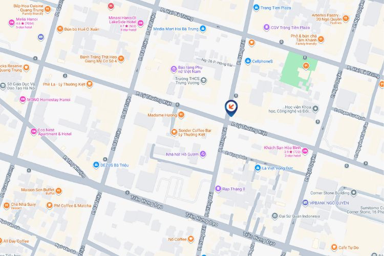 Map - Horizontal Digital Screen Billboard at Hang Bai - Ly Thuong Kiet Intersection, Ha Noi City