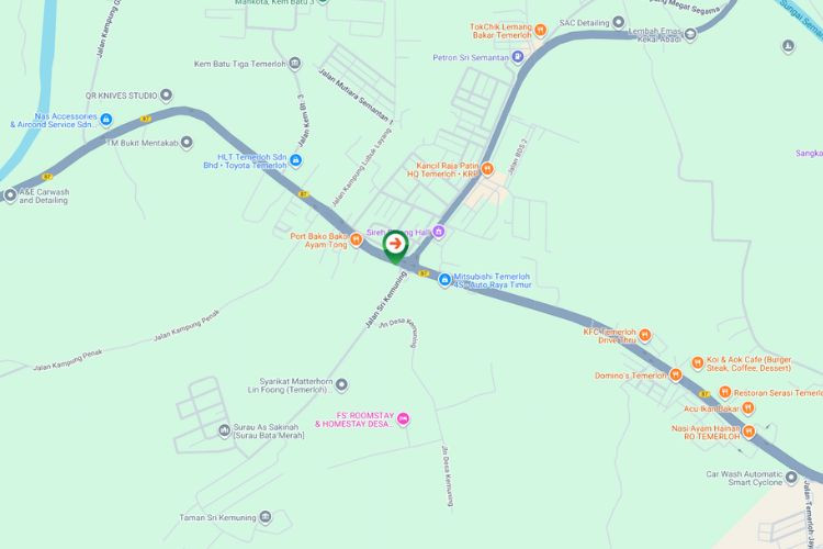 Map - Vertical Minipole Billboard at Jalan Temerloh - Mentakab, Temerloh, Pahang (at traffic light junction to Temerloh / ECE / Mentakab)