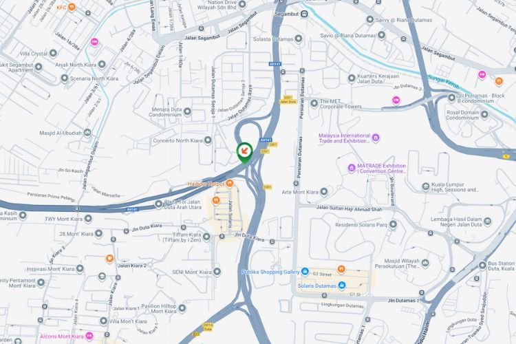 Map - Overhead Bridge Billboard at DUKE Highway KM0.8, Kuala Lumpur (from Plaza Tol Jalan Duta [Panel A])