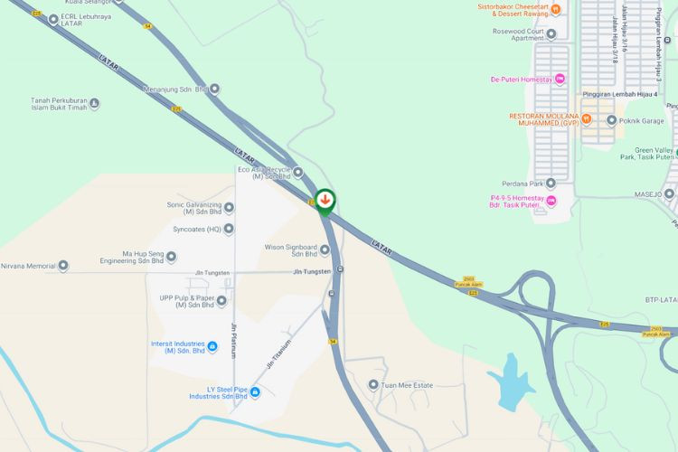 Map - Overhead Bridge Billboard at LATAR KM10.9, Rawang, Selangor (towards Kota Puteri)