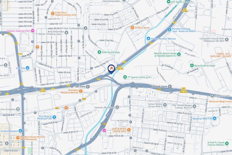 Map - Vertical Digital Screen Billboard at Federal Highway, Petaling Jaya, Selangor (opposite Cycle & Carriage)