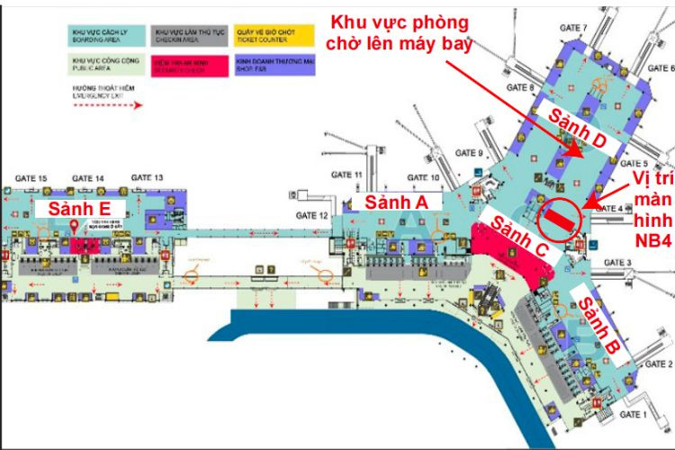 Map - Horizontal Airport LED Screen Billboard at Noi Bai International Airport, Ha Noi City (D Lounge)
