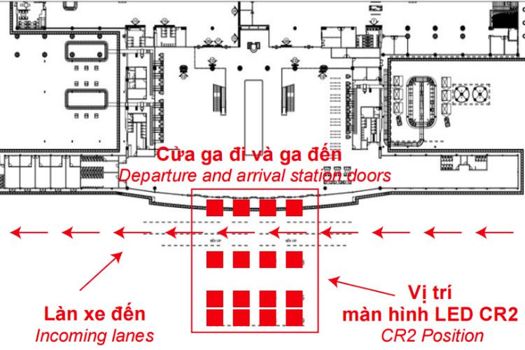 Map - Vertical LED Column Cladding Billboard at Cam Ranh International Airport, Khanh Hoa (outside the department)