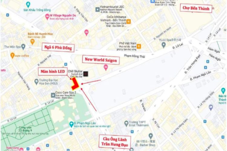 Map - Horizontal Digital Screen Billboard at 78 Le Lai, Ho Chi Minh City (Le Lai - Nguyen Thi Nghia Intersection)