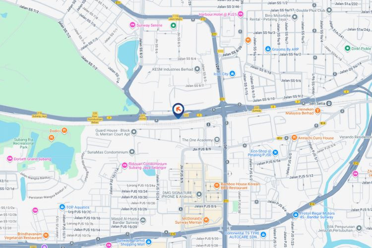 Map - Vertical Digital Screen Billboard at Federal Highway, Petaling Jaya, Selangor (next to KTM Setia Jaya & Mentari)