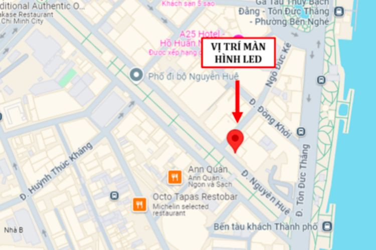 Map - Horizontal Digital Screen Billboard at 12bis Nguyen Hue, District 1, Ho Chi Minh City
