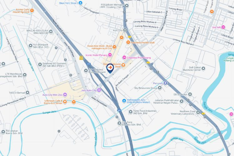 Map - Vertical Digital Screen Billboard at Jalan Kebun Nenas, Juru Sentral, Penang (near Sky Residence Prai)