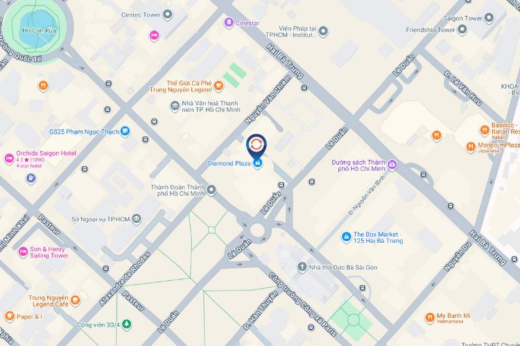 Map - Horizontal LED Screen Billboard at 34 Le Duan, District 1, Ho Chi Minh City (Diamond Plaza)