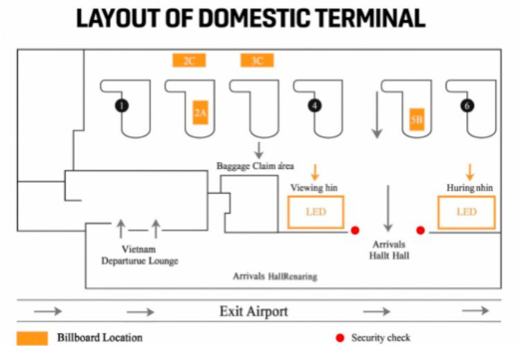 Map - Horizontal LED Screen Billboard at Tan Son Nhat International Airport, Ho Chi Minh City (Domestic Arrival Exit)