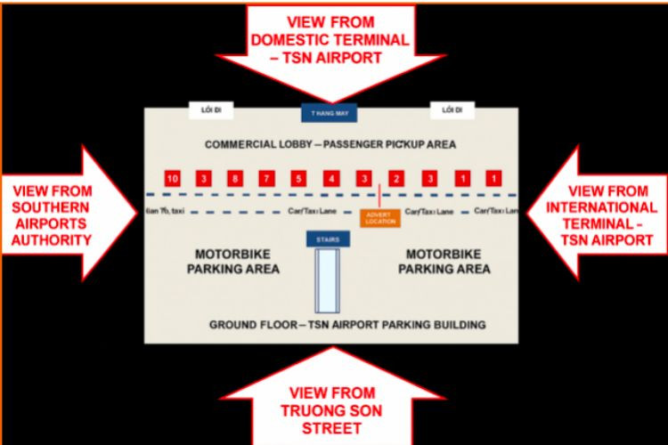 Map -  Horizontal LED Screen Billboard at Tan Son Nhat International Airport, Ho Chi Minh City (Taxi Pick Up Area)