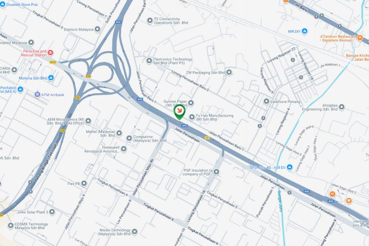 Map - Vertical Minipole Billboard at NSE KM139.8 (NB), Juru, Penang (Between Perusahaan Interchange and Juru Interchange)