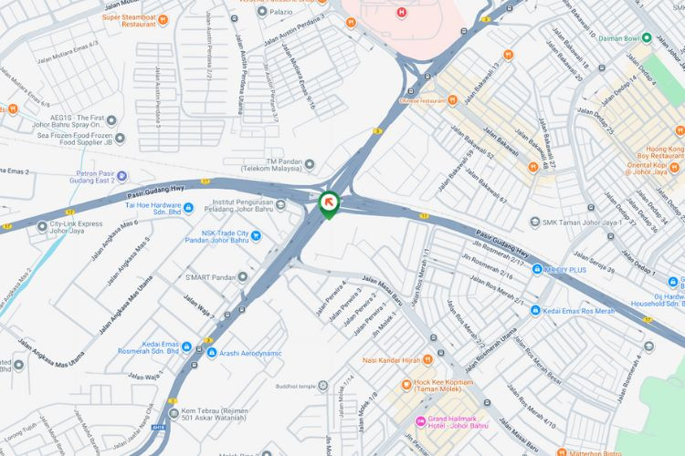 Map - Free Standing Billboard at Jalan Kota Tinggi / Pasir Gudang Highway interchange, Johor Bahru, Johor