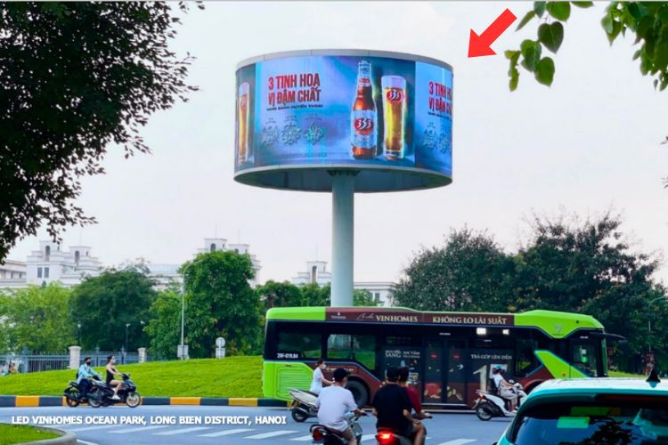 1 Sided LED Circular Unipole Billboard at Vinhomes Ocean Park, Gia Lam District, Ha Noi City