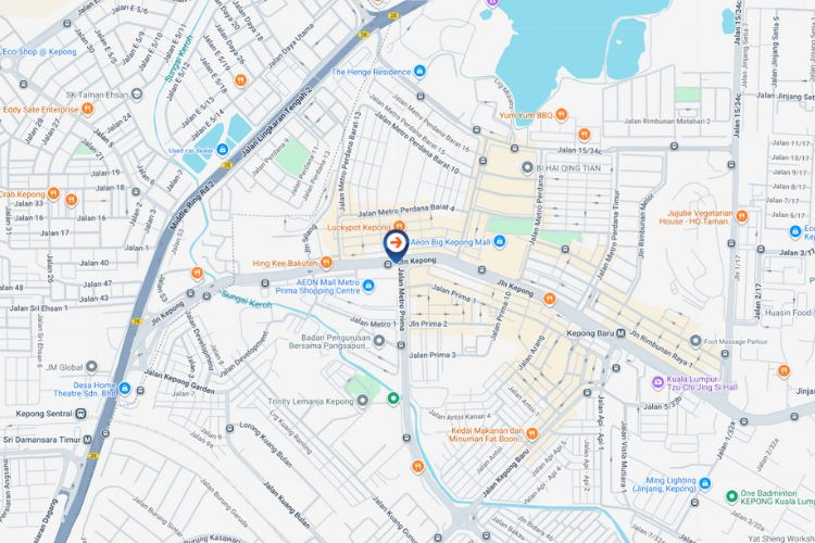 Map - Vertical Digital Screen Billboard at Jalan Kepong, Kuala Lumpur (in front of AEON Mall Metro Prima)