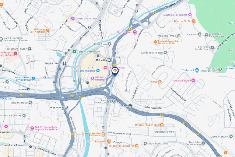 Map - Vertical Digital Screen Billboard at Jalan Syed Putra, Kuala Lumpur (near junction to Jalan Klang Lama/Cheras)